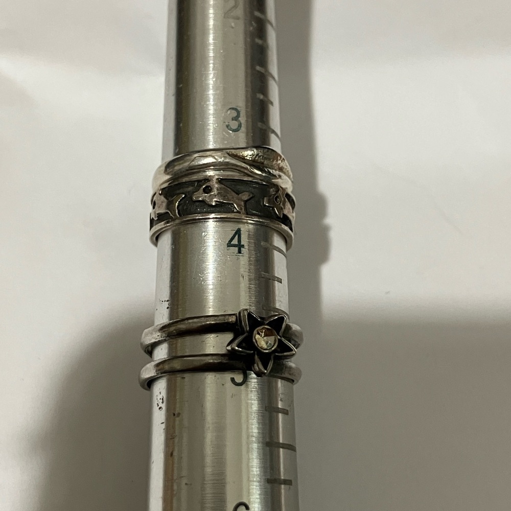 Sterling Silver Star and Dolphin Ring Set